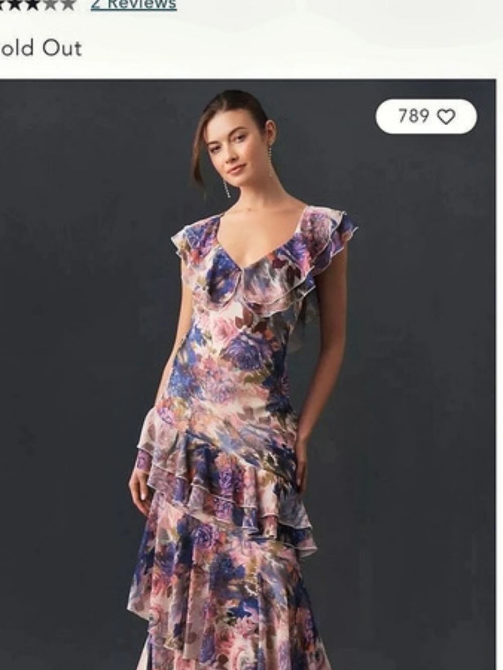 Anthropologie Gaia Asymmetric Ruffled Maxi Dress